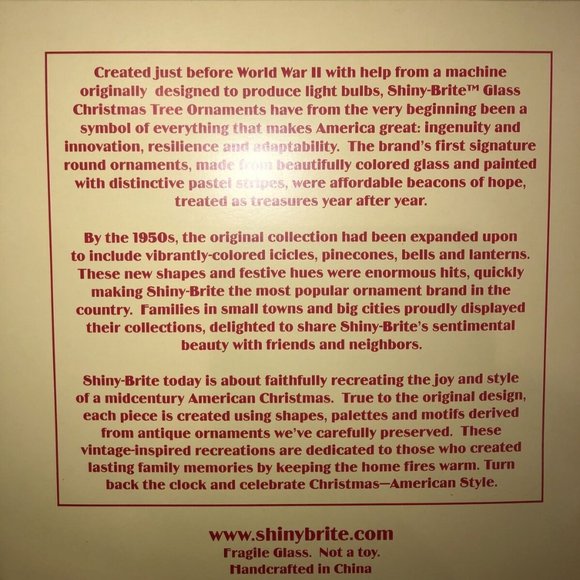 New Christopher Radko Shiny Brite 9 Glass Flocked Christmas Ornaments - 2023 - Picture 3 of 3